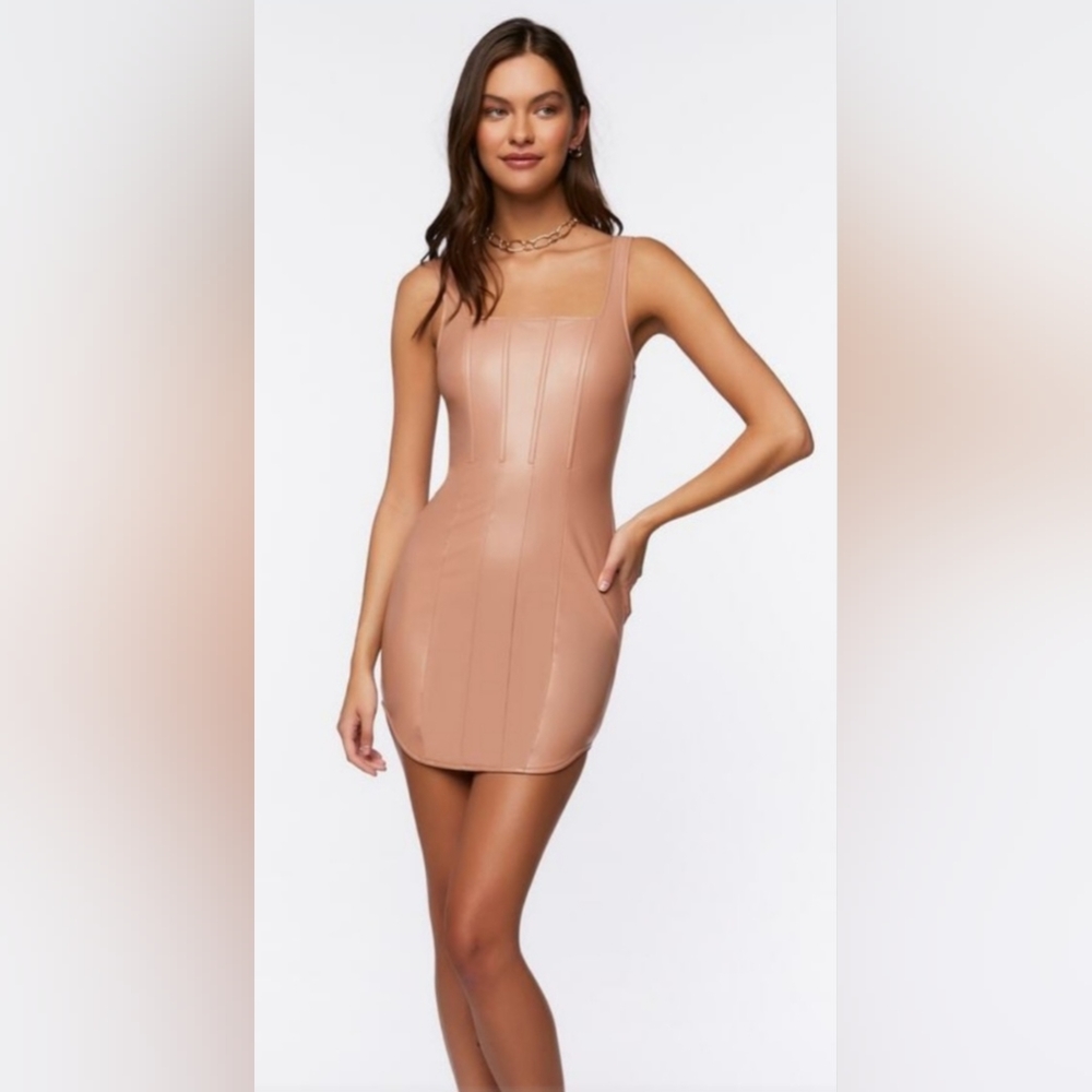 Taupe Faux leather dress